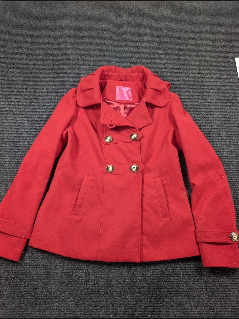 PINK Envelope Red Double-Breasted Peacoat Jacket